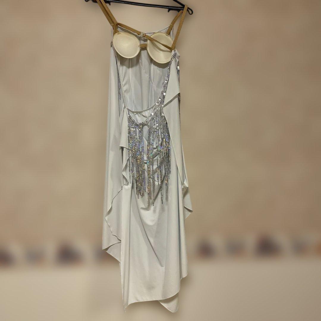 ホワイト スパンコール ダンスドレス