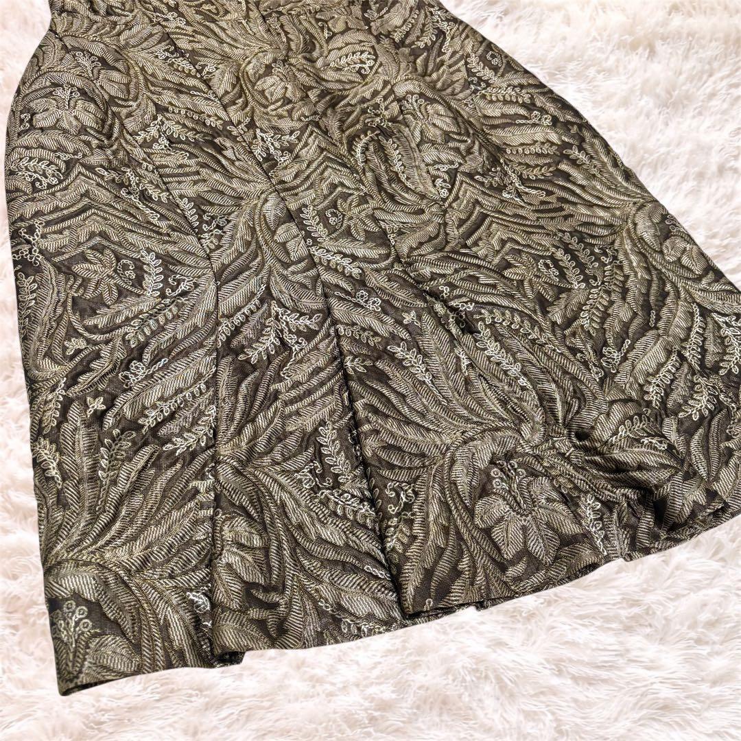 MaxMara 白タグ 最高級 ノースリーブ ワンピース シルク混 総柄 ひざ丈