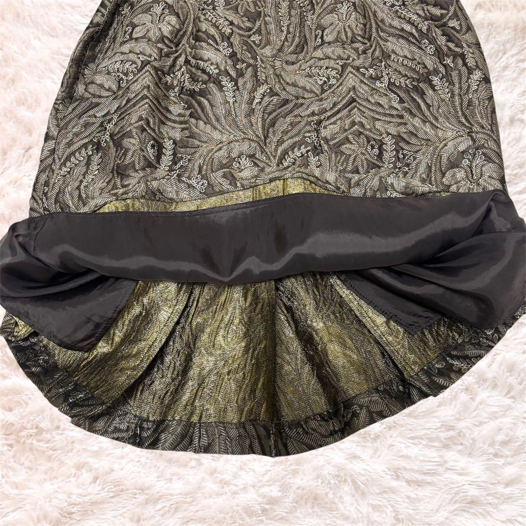 MaxMara 白タグ 最高級 ノースリーブ ワンピース シルク混 総柄 ひざ丈