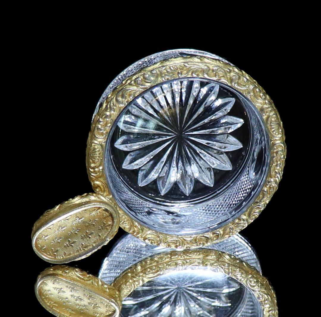 オールド・バカラ ブロンズ装飾 百合の紋章 切子 灰皿 ユリ 小物入れ 置物