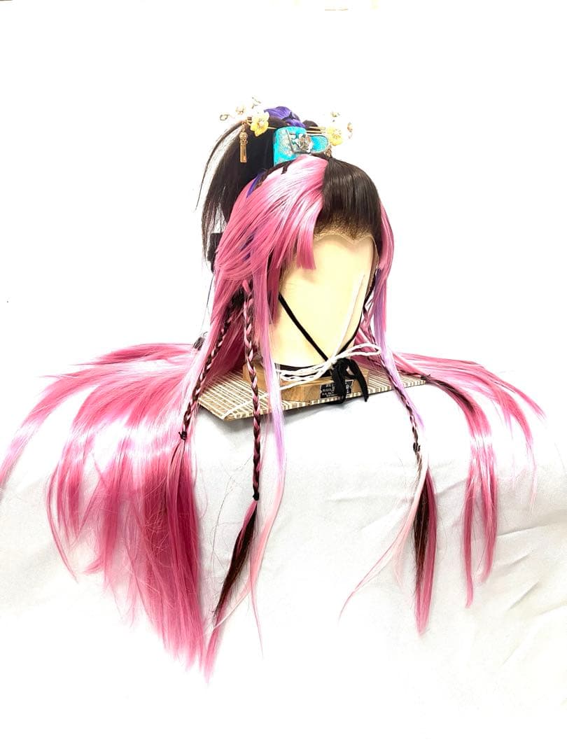 辰巳8号サイズ、ピンク耐熱グラデーションプラス、中古大衆演劇かつら、舞踊かつら