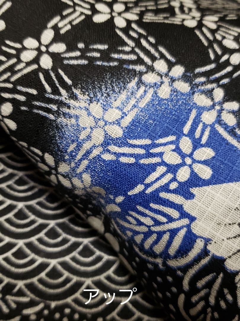 オール新品■高級着物風柄，変わり織大人浴衣 リバーシブル半幅帯，帯留め４点セット