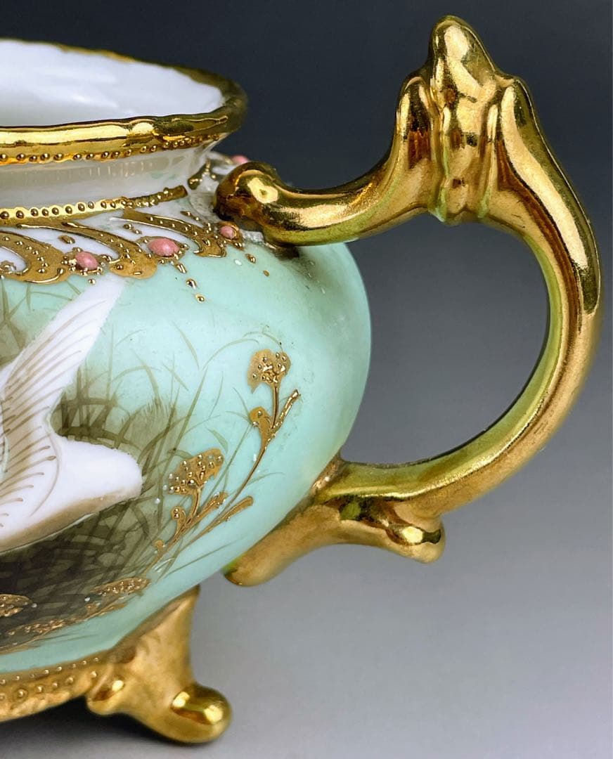 【訳有】オールドノリタケ フライングスワン ジュエル 脚付 クリーマー ジュール