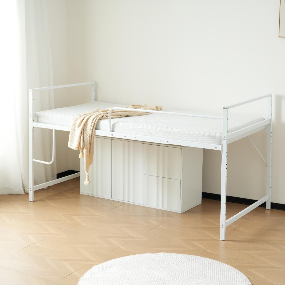 超人気！【高さ110cm】ロフトベッド パイプベッド シングル WHITE