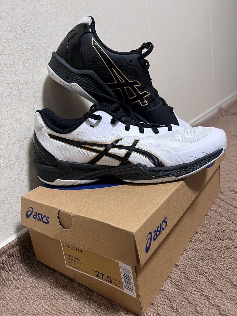 asics バレーボールシューズ 27.5cm ブラック/ホワイト/ゴールド