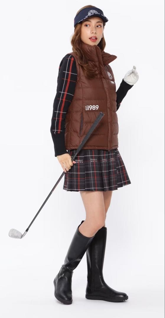 原英莉花プロ着用★パーリーゲイツPEARLYGATES高機能ダウンジャケット茶S