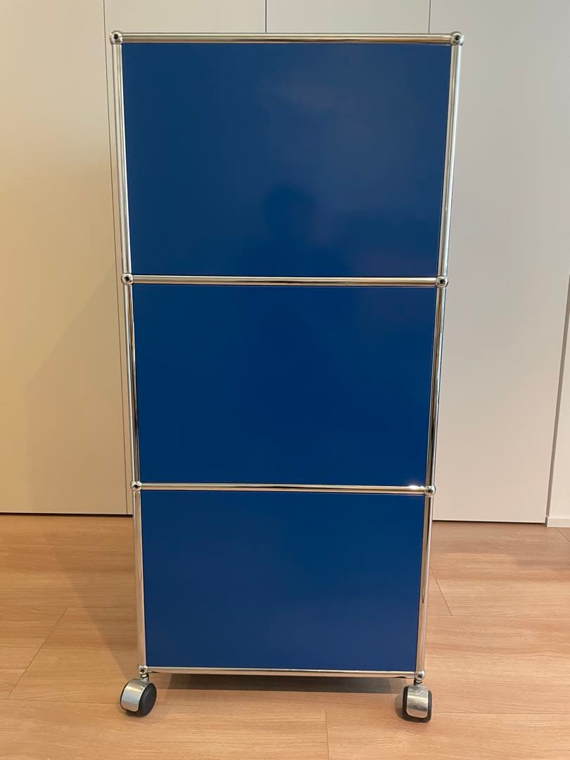 USMハラー　オープンシェルフ　1列3段　ブルー　キャスター付