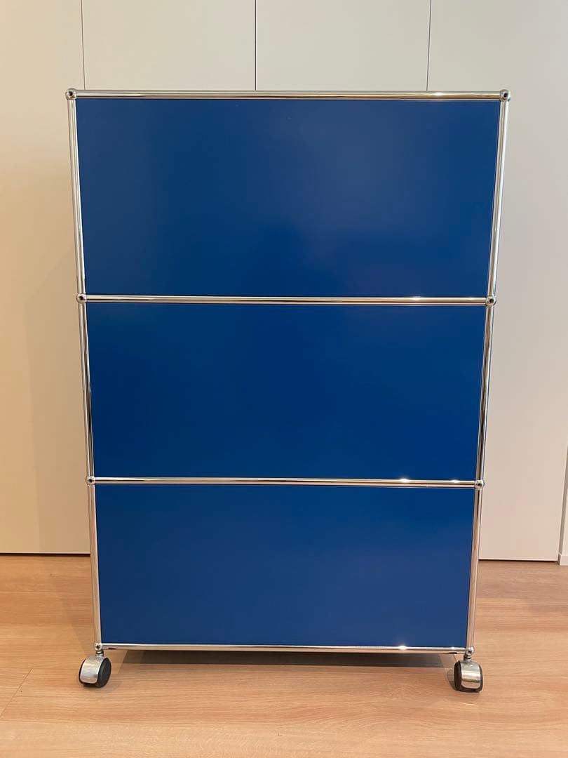 USMハラー　オープンシェルフ　1列3段　ブルー　キャスター付