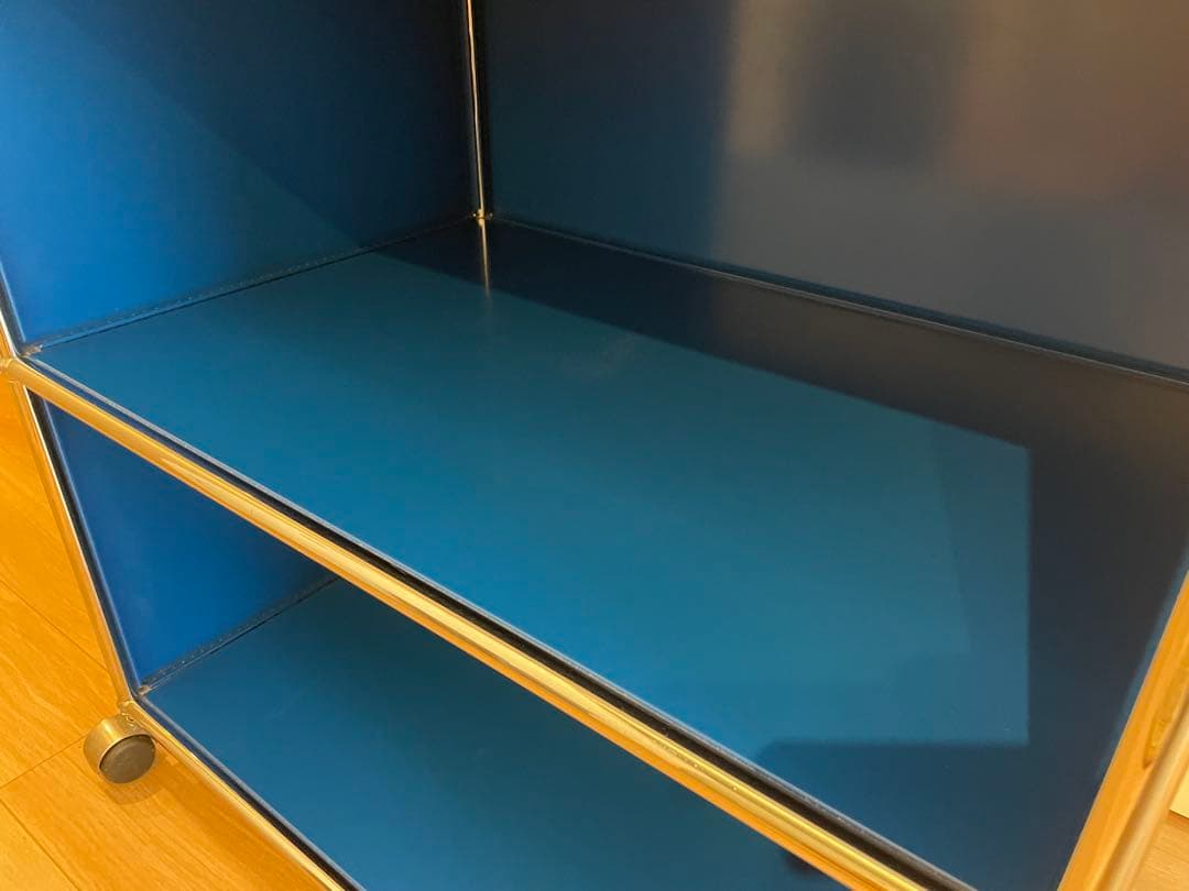 USMハラー　オープンシェルフ　1列3段　ブルー　キャスター付