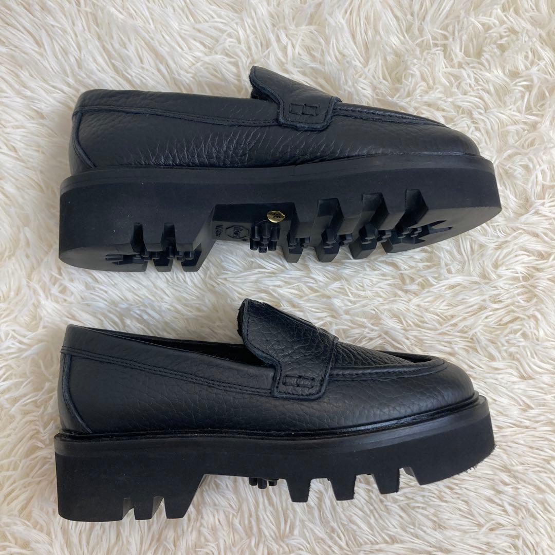 美品　FURLA 厚底　ボア　ローファー　36