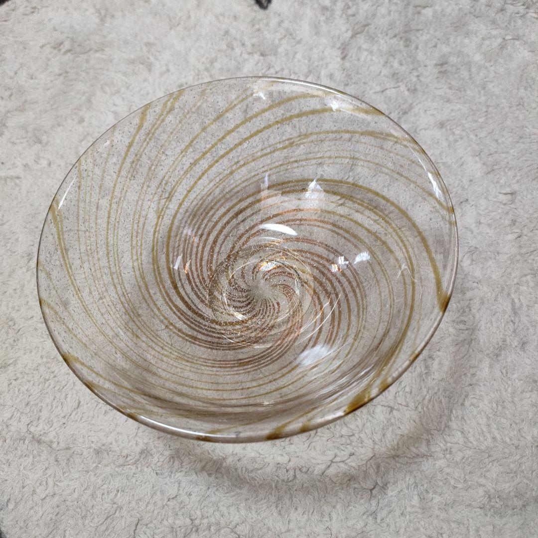 〈未使用〉山下璃風　義山　忘草　茶器　ガラス工芸　抹茶茶碗　茶道具【TY7】