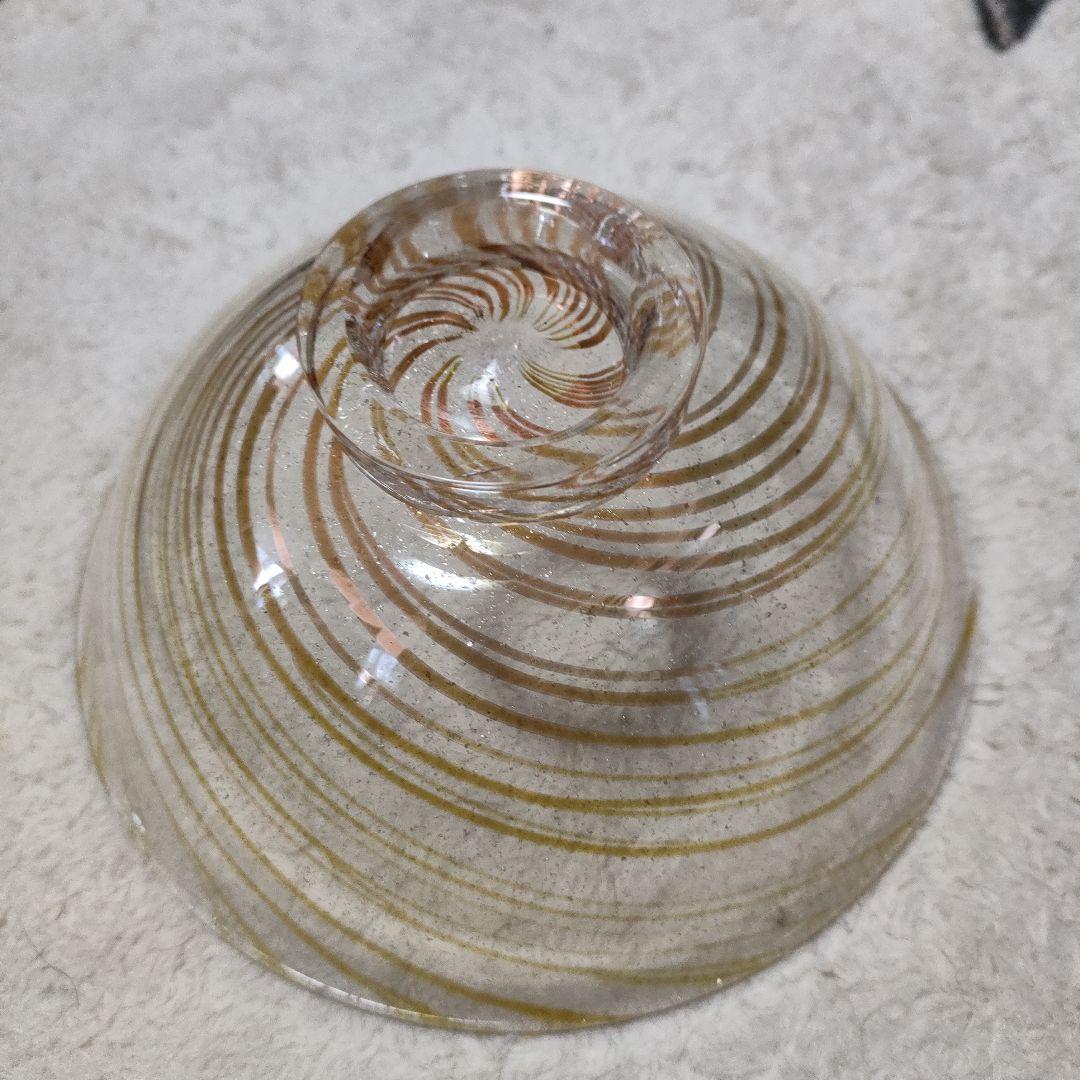 〈未使用〉山下璃風　義山　忘草　茶器　ガラス工芸　抹茶茶碗　茶道具【TY7】