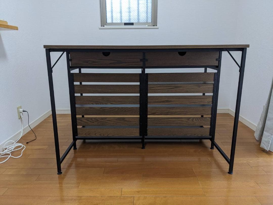 クレイモ アイランドカウンターテーブル ブラウン 引き出し収納付き