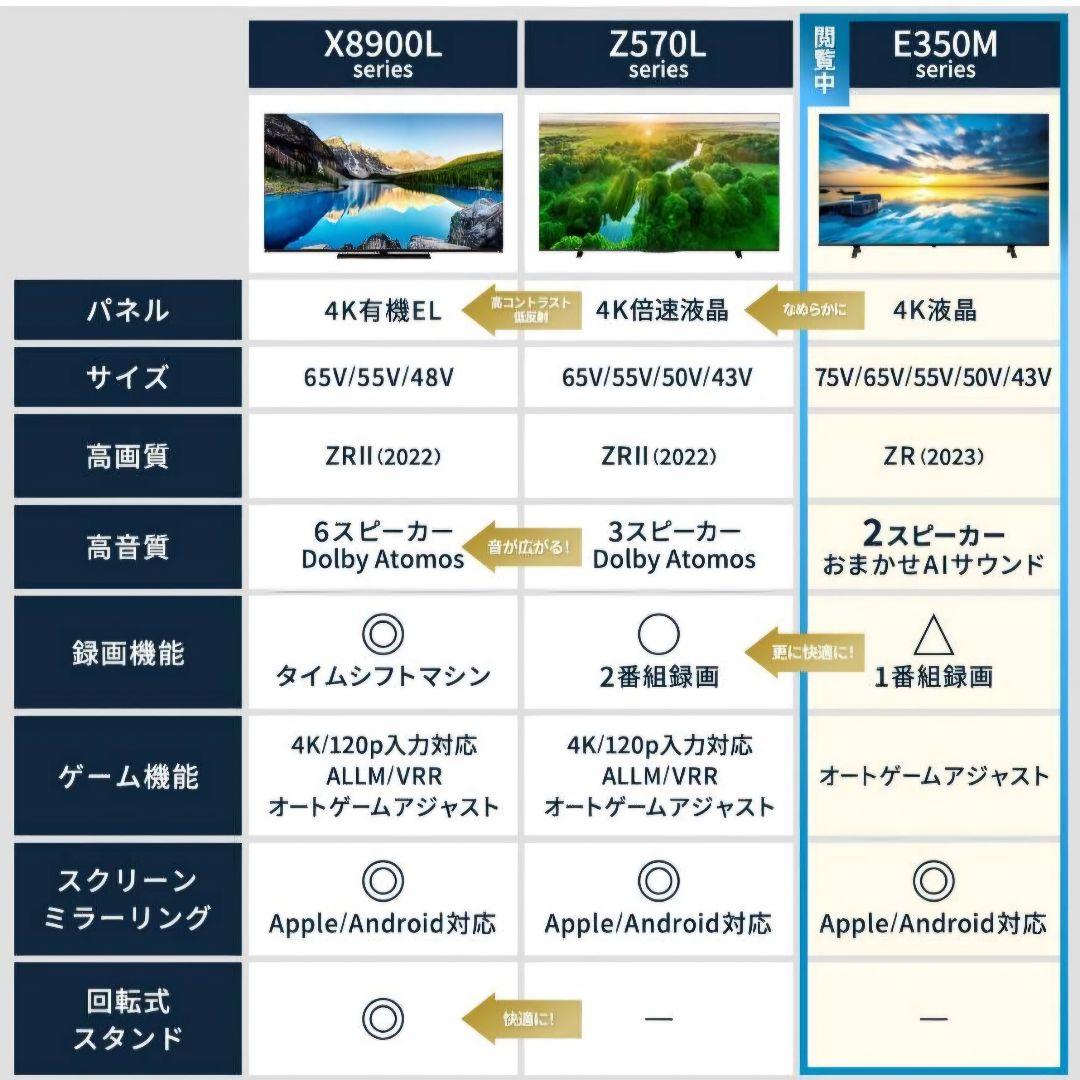 REGZA 75インチ 4K E350M 2024年モデ ル