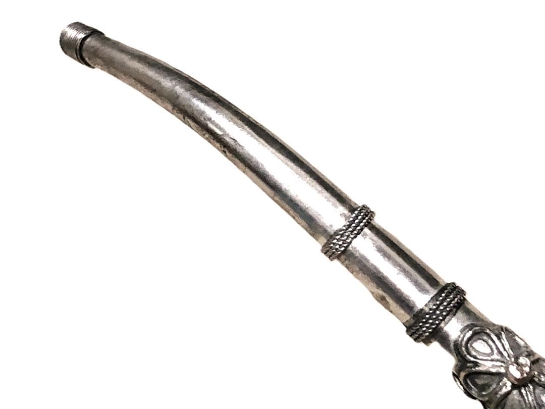 【 シルバー彫金パイプ 】　古美術・阿片煙管　タイ骨董