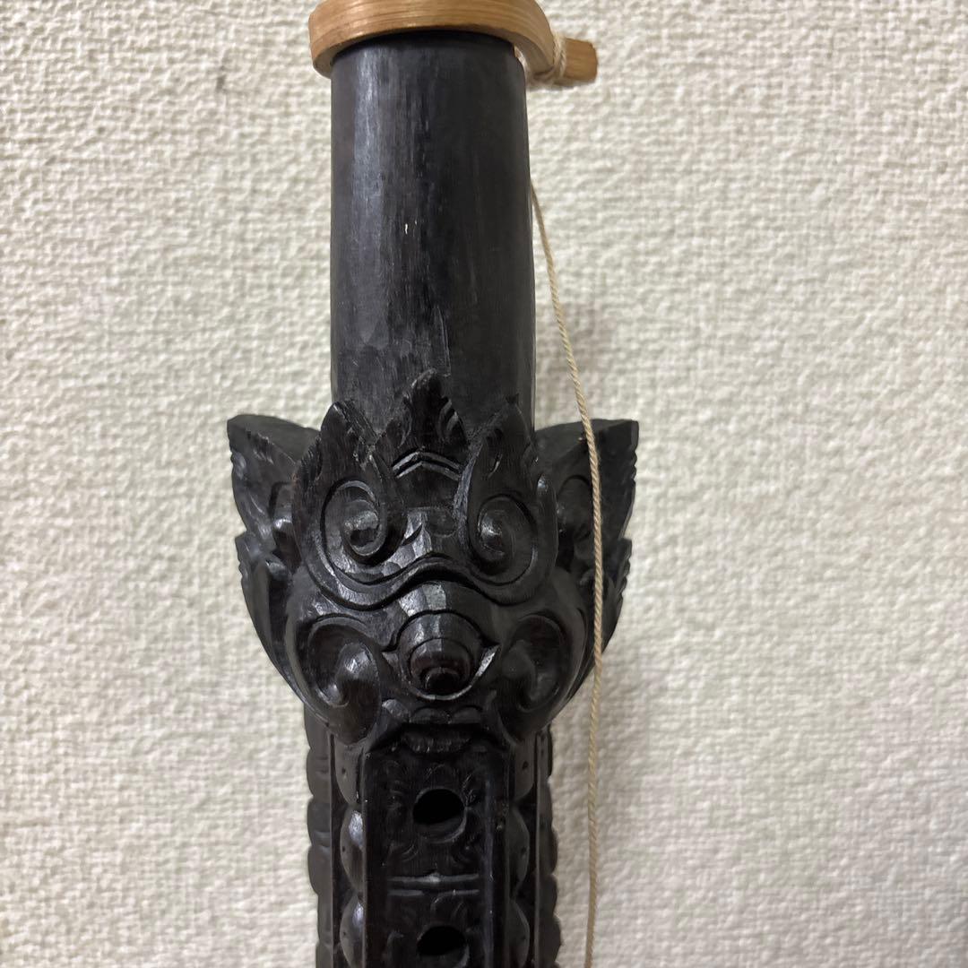 装飾笛 スリン & ナーガ 木彫り置物 2点セット 民族アート