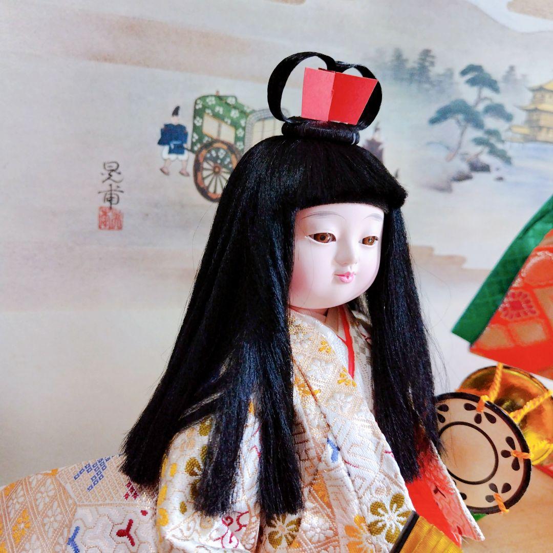 嵯峨人形　舞　山陽作　花柄和服　扇子・小鼓付き　伝統工芸品