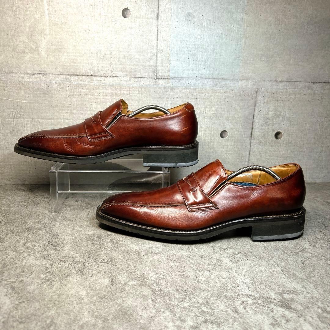 極美品【REGAL】12AL/リーガル ローファー/エアローテーション/革靴/茶