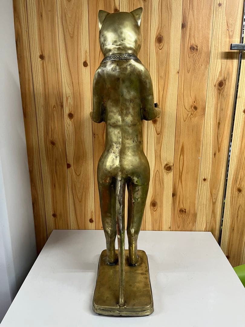 猫のブロンズ(お皿に亀裂あり）