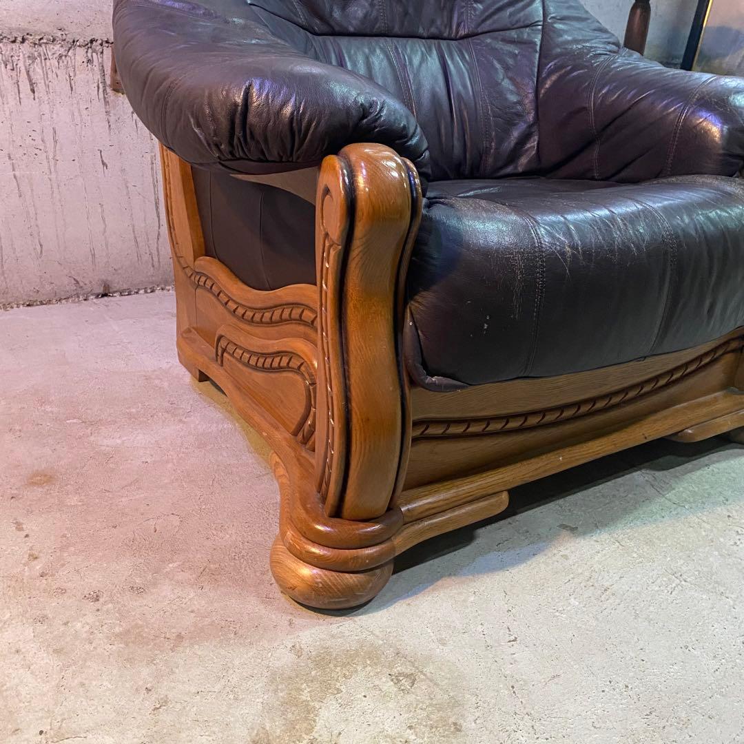 ドイツ製　ヴィンテージ　シングルソファ　本革　カントリー