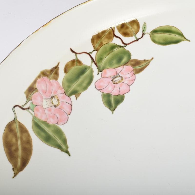 伝統工芸　豊福誠作　色絵　椿文　大鉢　共箱　V　8984A