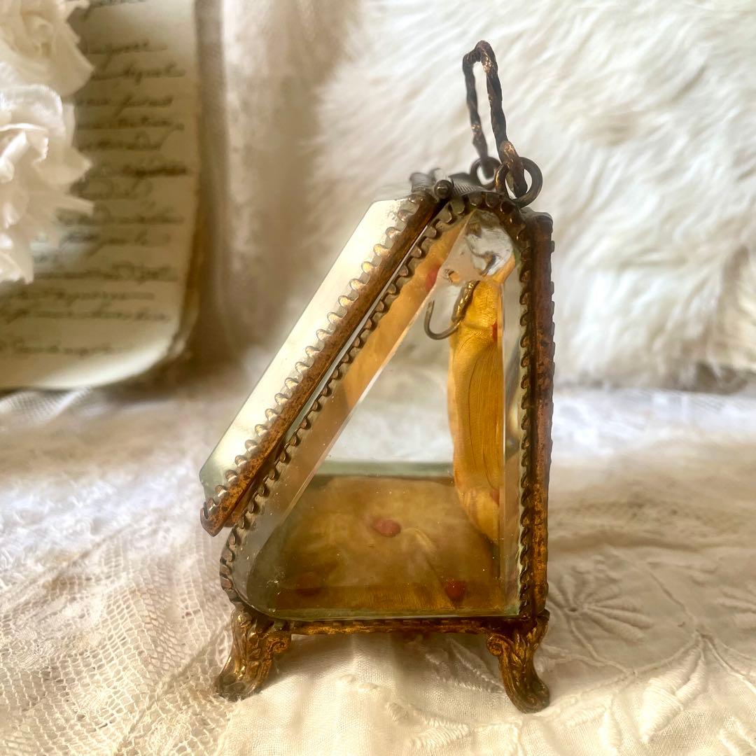 あけみん　ベベルガラス懐中時計ケースジュエリーボックスフランスアンティーク