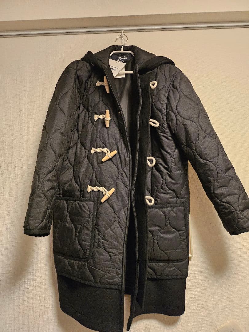 COMME des GARCONSHOMMEダッフルキルティングコート ブラック
