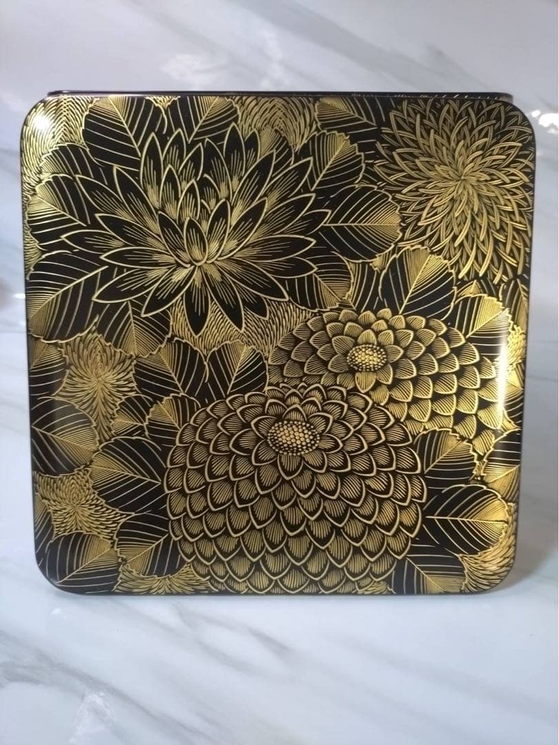 【W】未使用美品 輪島塗 総沈金 菊詰 三段重箱 6.5寸 黒塗 高級漆器