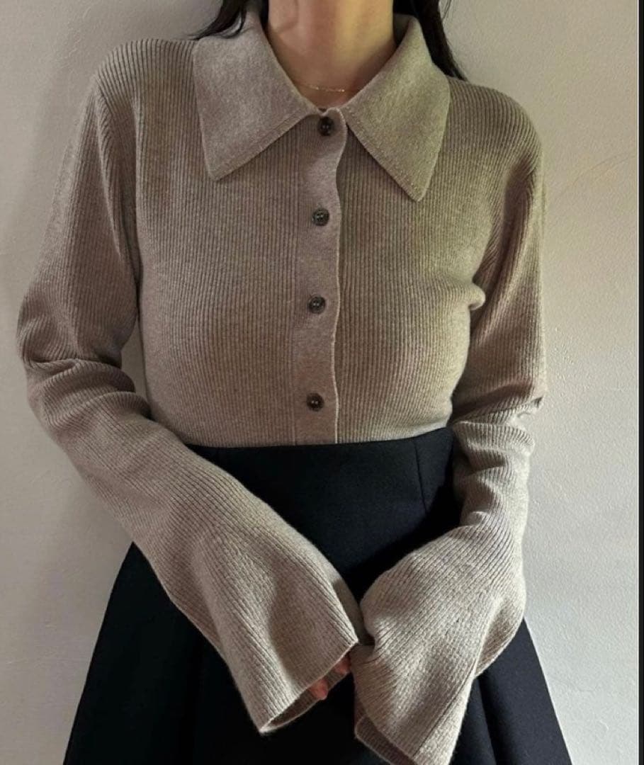 トップス CLANE COLLAR RIB CARDIGAN