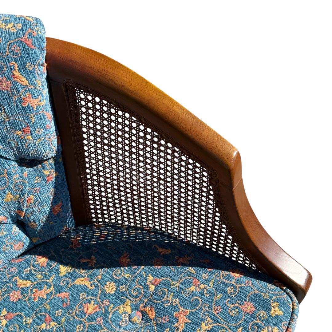 KZ032 【廃盤】三越ブルージュ　カントリーハウス　籐　1Pソファ　小花柄