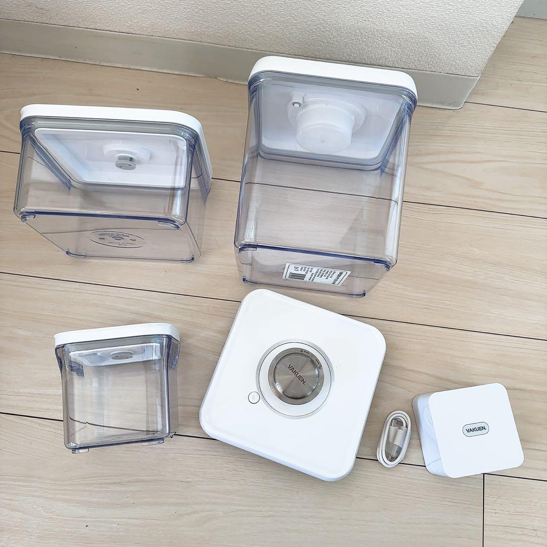 【全自動真空ポンプ機付】VAKUENプレミアム真空保存容器&ポンプ機付6点セット