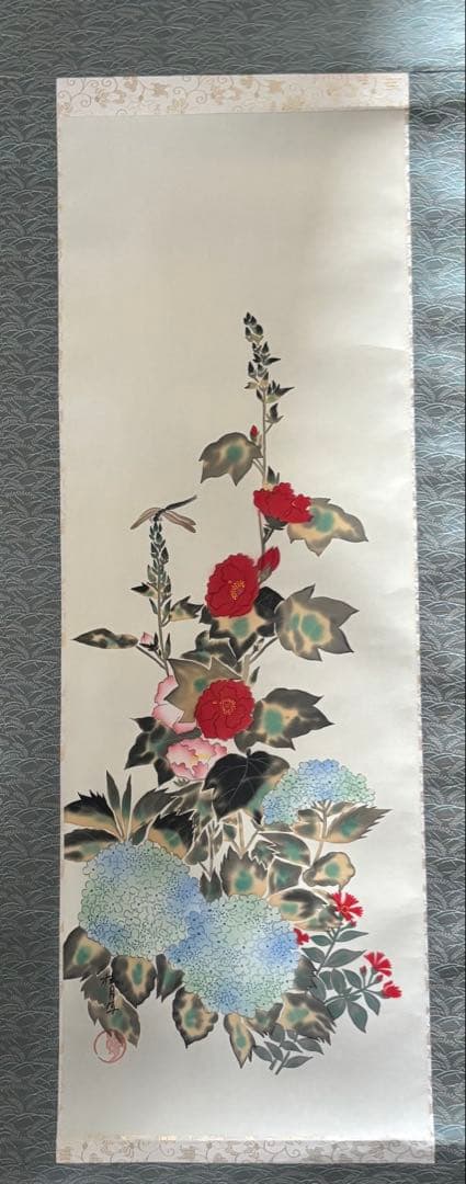 掛軸 9本セット酒井抱一 菜花に雲雀図 掛軸 十二か月花鳥図頒布会 まとめ売り