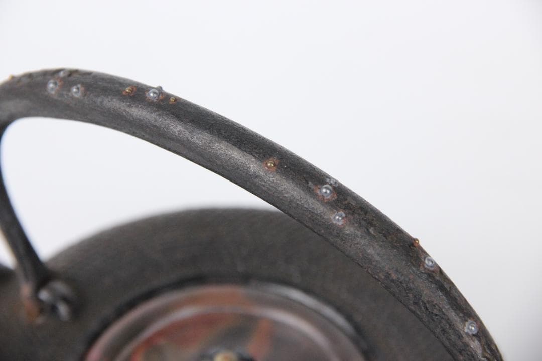 南部 保寿堂 銅蓋 銀口銀粒提手 1000ml 硬鉄 砂鉄 鉄瓶 FJ21-12