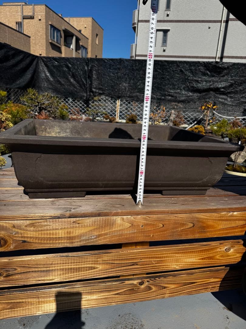 陶器製 盆栽鉢 ダークブラウン 大きめ　22号