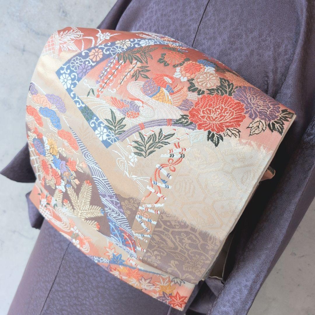 訪問着　フルセット　着物　付け下げ　正絹　絞り　紫　C2