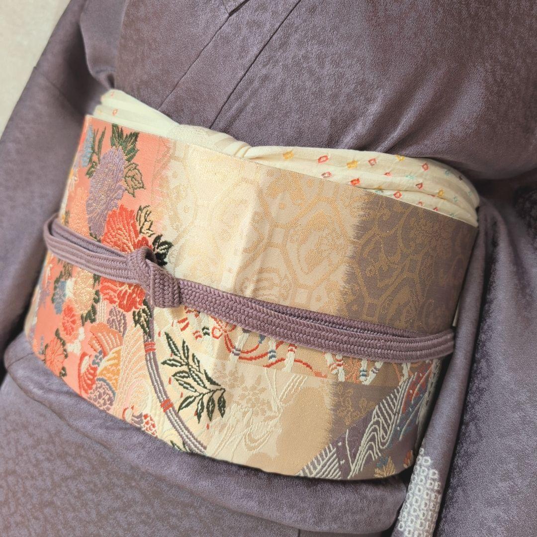 訪問着　フルセット　着物　付け下げ　正絹　絞り　紫　C2