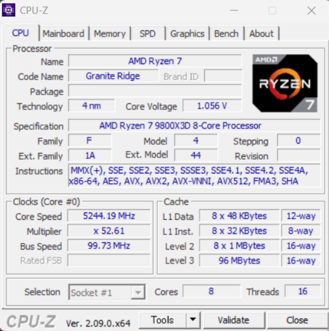 Ryzen 7 9800X3D 国内正規代理店購入品