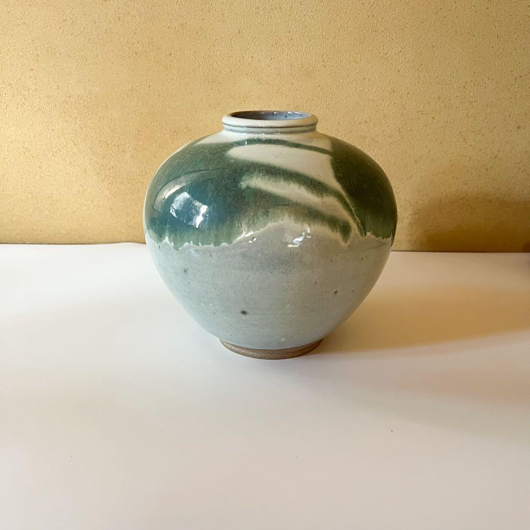 法勝寺焼　松花窯　四代　安藤真澄　花瓶 共箱 陶器 花器 フラワーベース 壺