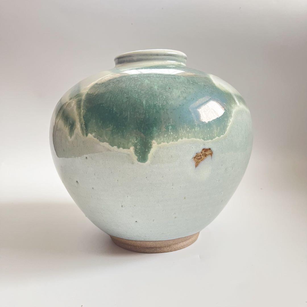 法勝寺焼　松花窯　四代　安藤真澄　花瓶 共箱 陶器 花器 フラワーベース 壺