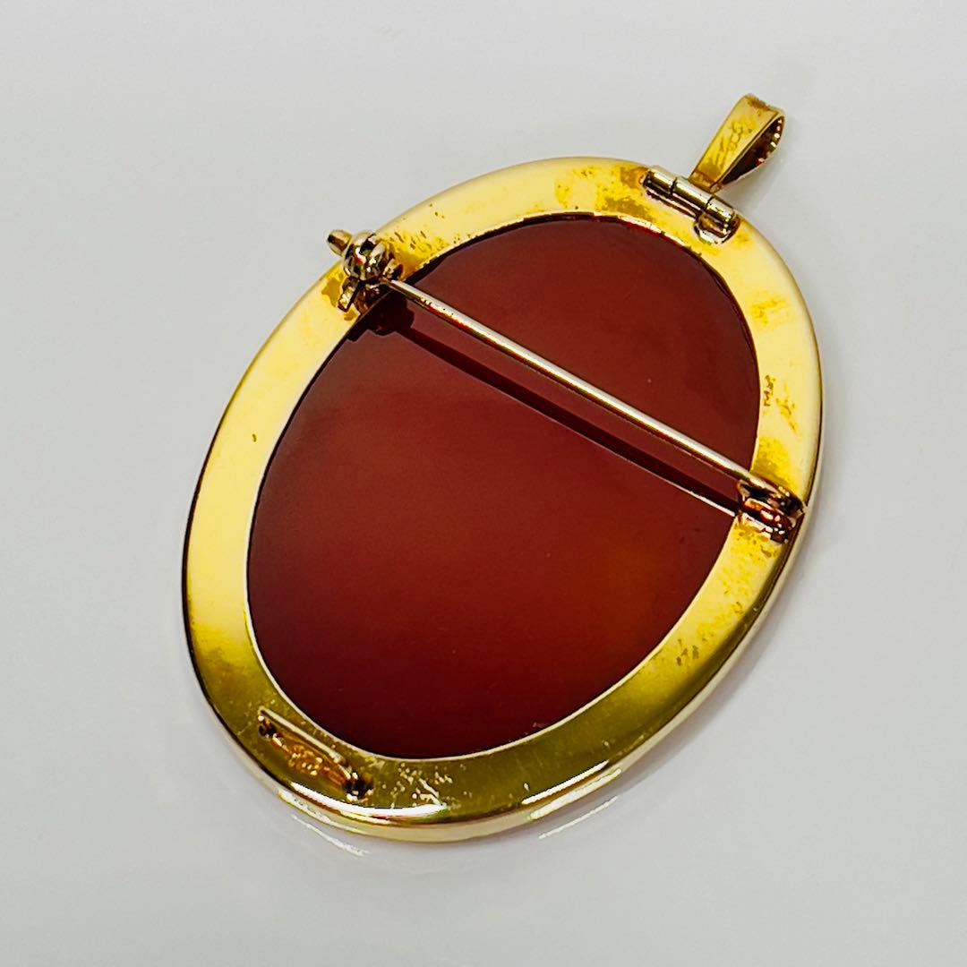 メノウカメオK18ペンダントとブローチ2way