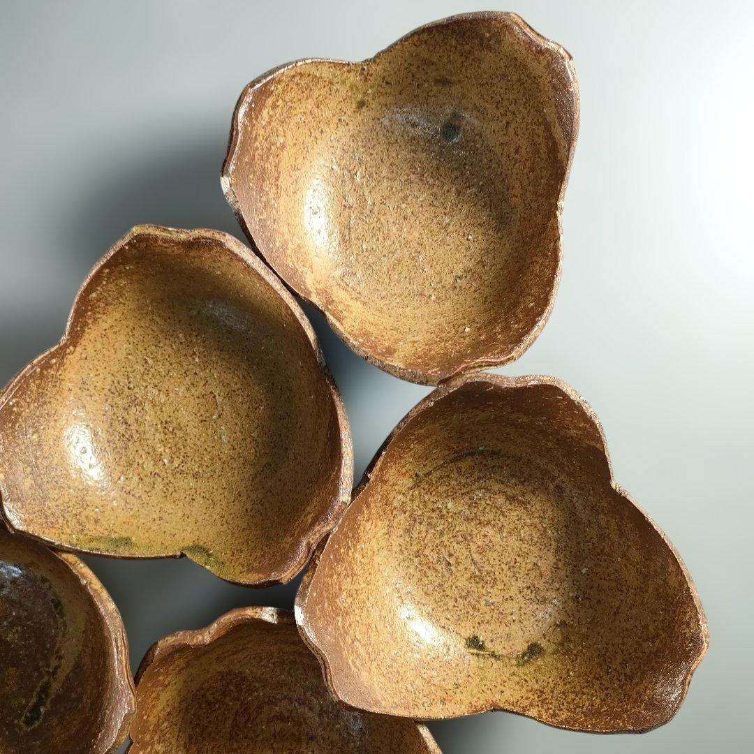 A1348-9/楽山窯/長岡住右衛門/割山椒向付5客/銘々皿/飾鉢/懐石道具/