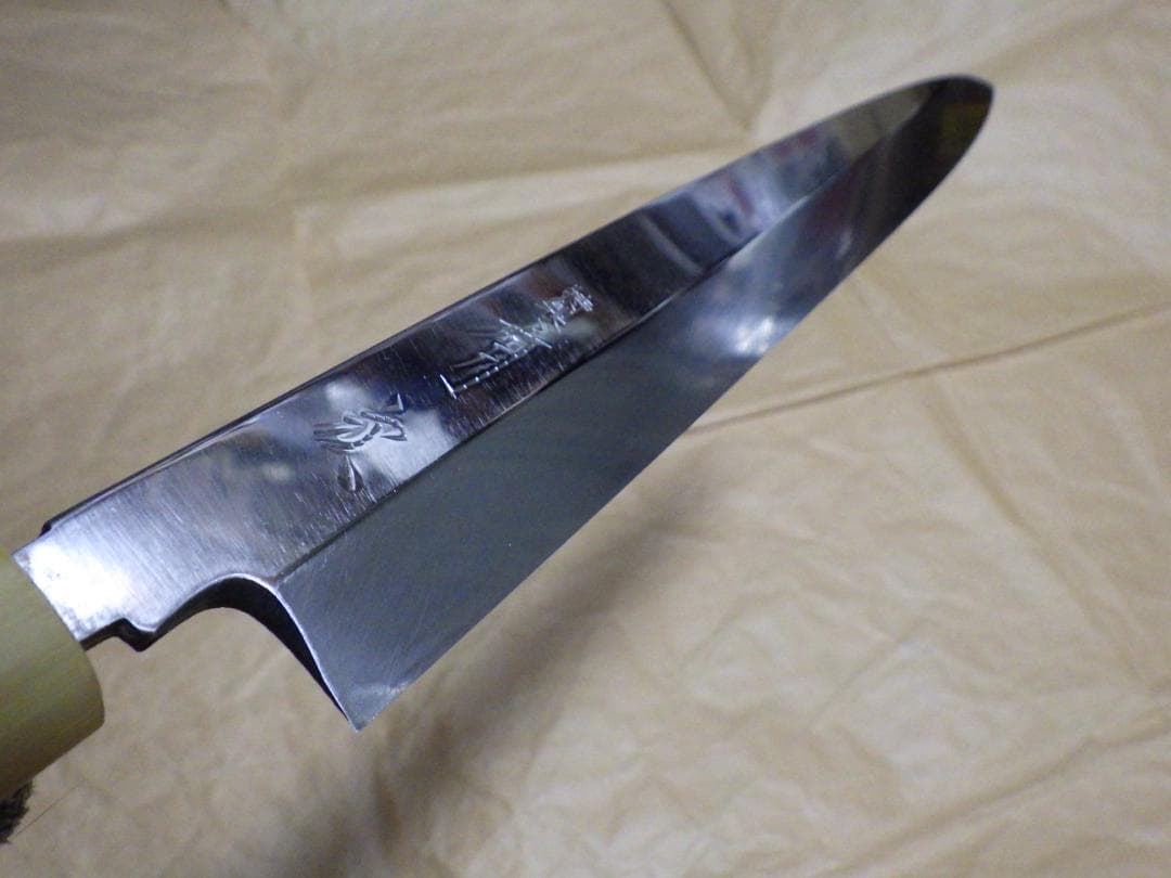 京都/有次★特製/柳刃刺身包丁刃渡尺0寸/白鋼★水牛柄・手研ぎ済み