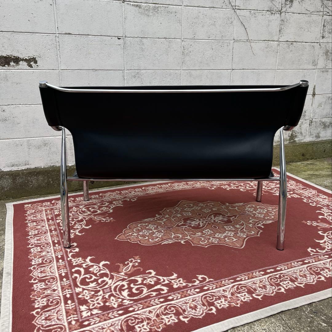 モダンデザイン◾️本革イタリアンレザー座面 2シーター ソファ チェア 2人掛け