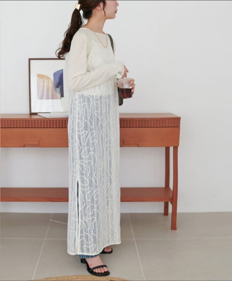 DISCOAT メッシュ編柄キャミワンピース