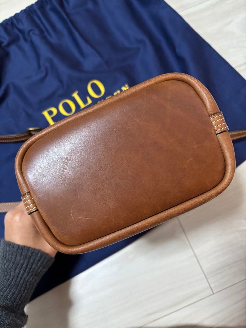 POLO ブラウン レザー ショルダーバッグ