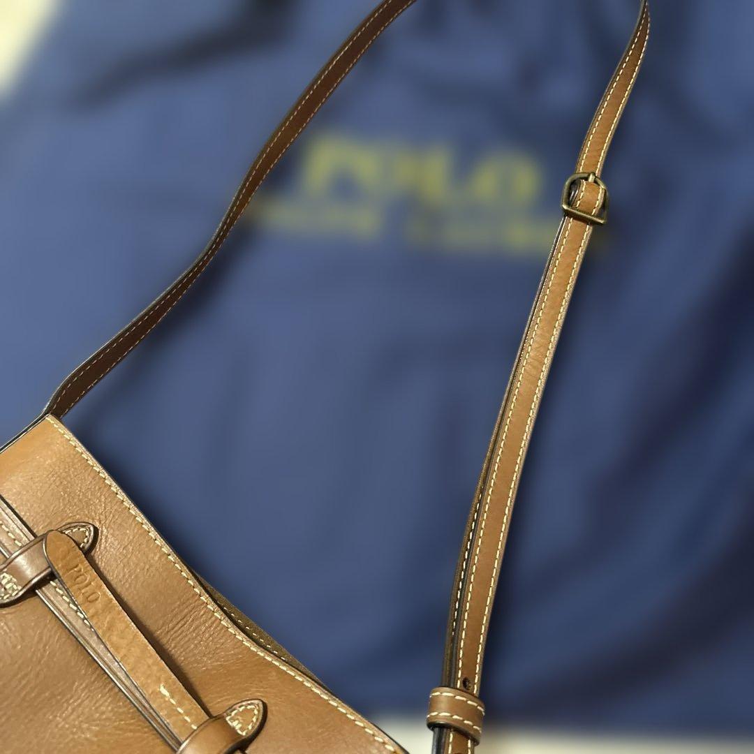 POLO ブラウン レザー ショルダーバッグ