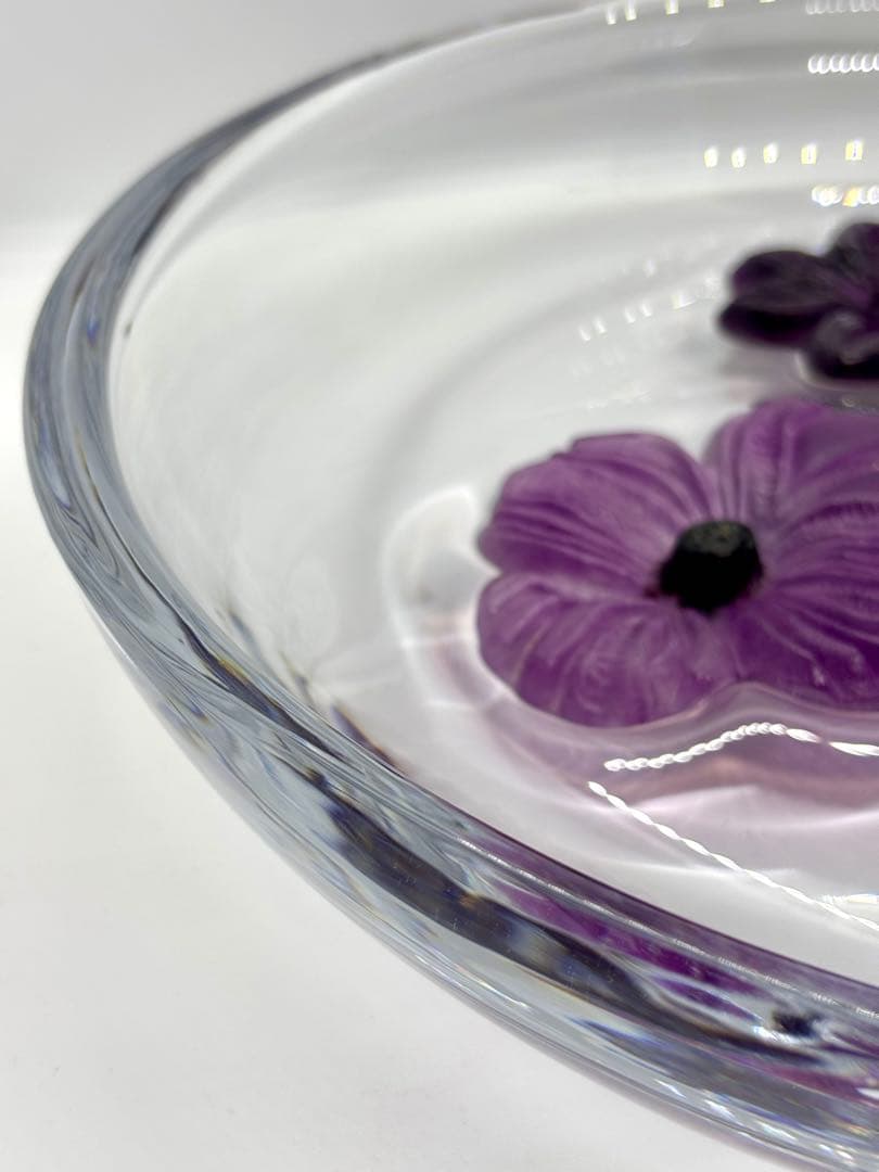#Daum（ドーム） フランス　クリスタル フラワーモチーフ ボウル　P-3m