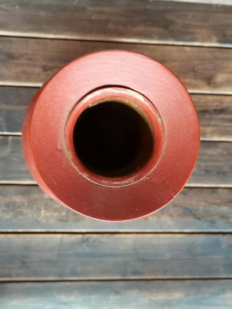 朱塗　木製　大型花瓶　花生　5.5㎏