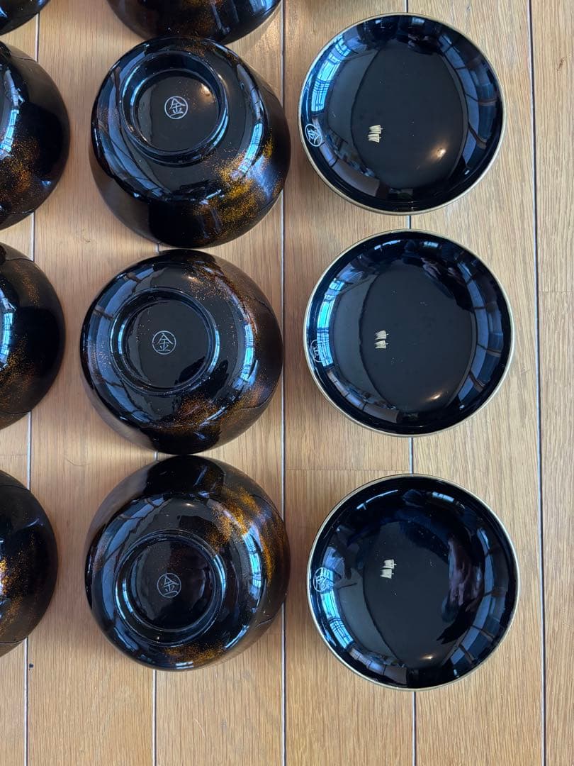 漆器 椀 10個セット 黒色 装飾あり