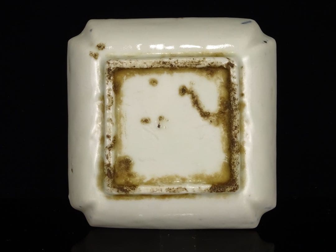 唐物　明時代　末期　南京染付　八卦　太極文　皿　箱付　角皿　古染付　呉須　中国